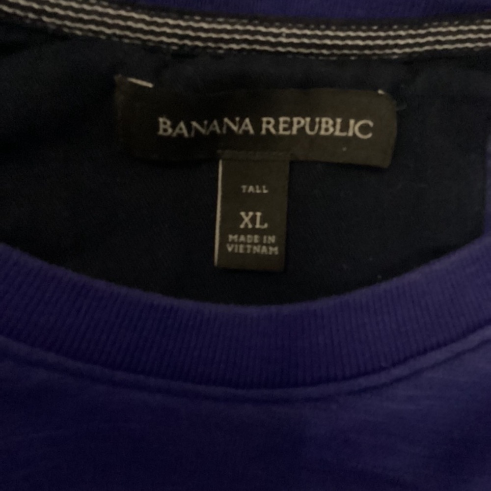 Banana Republic Men’s XL Tall Royal Blue Cream 100% Cotton Striped Sweater EUC - Picture 3 of 8